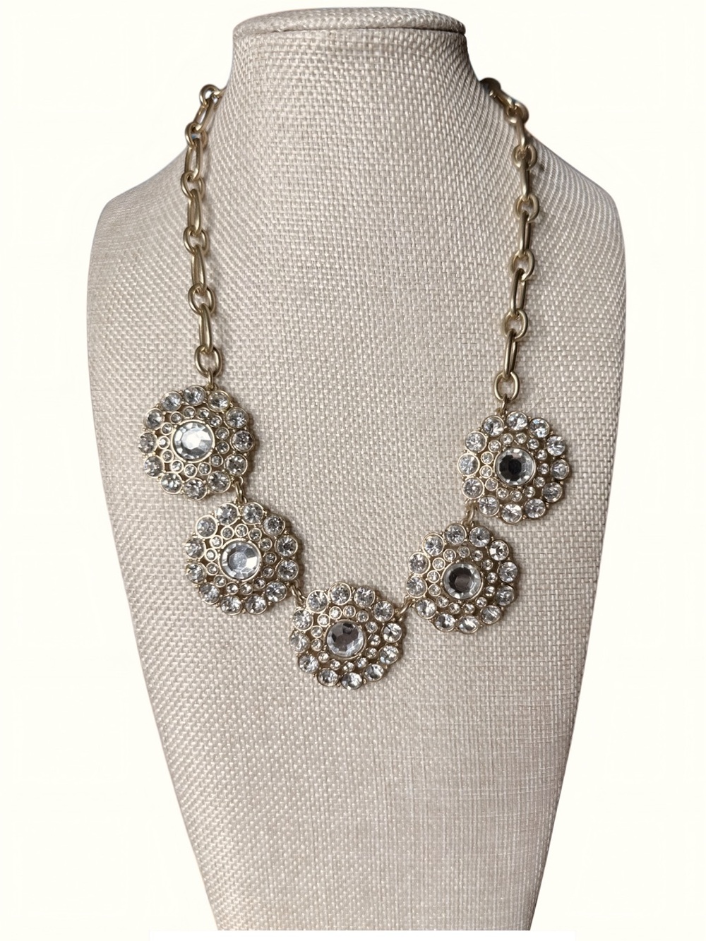 J. Crew Gold Crystal Medallion Statement Necklace